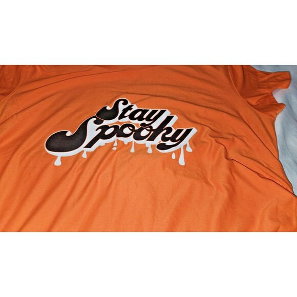 NEW Maternity Shirt MEDIUM 8-10 Orange STAY SPOOKY Halloween TIME & TRU NWT - Picture 3 of 7